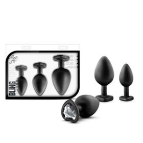 Luxe Bling Plugs Training Kit Black with White Gems.