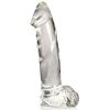 Pleasure Crystals 7.1 inches Glass Dildo with Balls