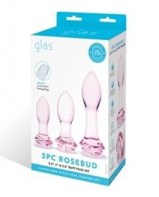 Glas 3 Pieces Rosebud Butt Plug Set from E Glas.