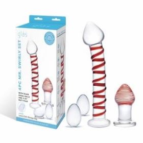 Glas 4 Pieces Mr. Swirly Set with Glass Kegel Balls and Butt Plug.