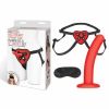 Lux Fetish Red Heart Strap On Harness and 5 inches Dildo Set