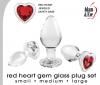 Adam and Eve Toys Red Heart Gem Glass Plug Set from Evolved Novelties.