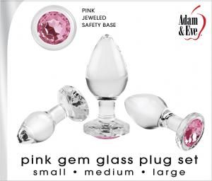 Adam and Eve Toys Pink Gem Glass Plug Set from Evolved Novelties.