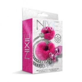 Nixie Metal Plug and Furry Cuff Set Pink