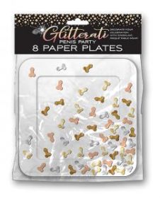 Glitterati Penis Party Plates Square Pater 8 Count