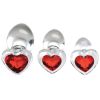 Booty Sparks Red Heart Gem Glass Anal Plug Set