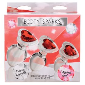 Booty Sparks Red Heart Gem Glass Anal Plug Set