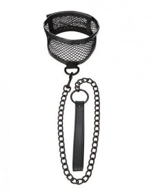 Sex &amp; Mischief Fishnet Collar And Leash Black