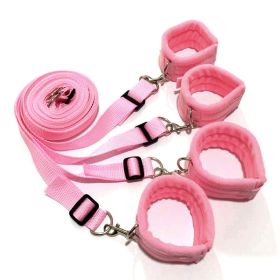 1 Set Of BDSMS Bed Restraints Kit; Wrist Leg Restraint System Hand & Ankle Cuff Bed Restraints Sex Bondage Position Support Sling Sex Play (Color: Pink)