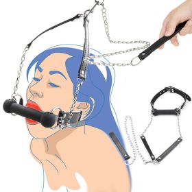 Bondage Silicone Dog Bone Ball Gag,Leash Chain Attached,Puppy Play Mouth Stuffed Stick Restraint Gag Slave Roleplay Sex Toy (Style: 1)