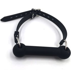 Bondage Silicone Dog Bone Ball Gag,Leash Chain Attached,Puppy Play Mouth Stuffed Stick Restraint Gag Slave Roleplay Sex Toy (Style: 2)