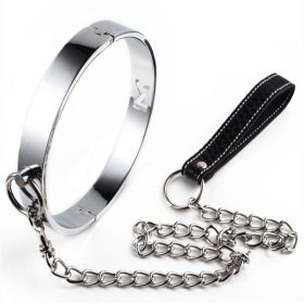 SM Metal Stainless Steel Neck Collar BDSM Sexy Leash Ring Chain Slave Bondage Toys Role Play Erotic Sex Toys For Women Men (Style: W)